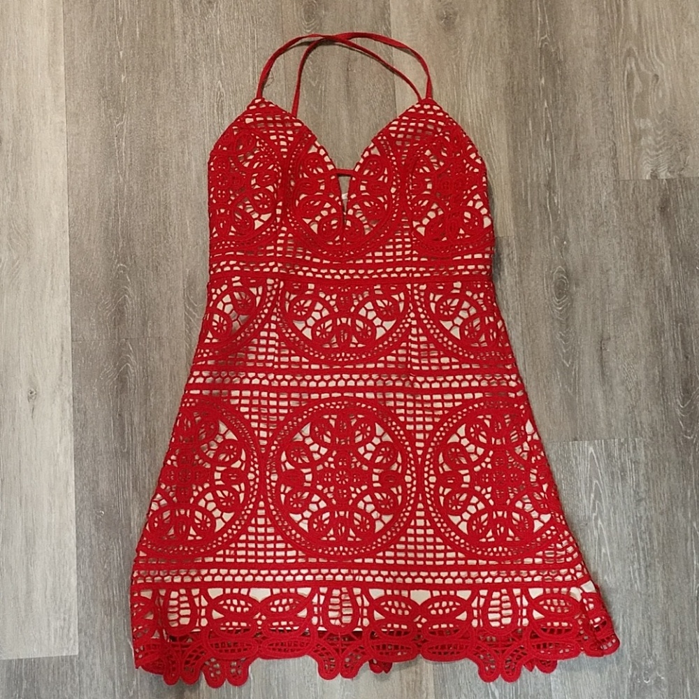 Minuet red  crochet sundress
